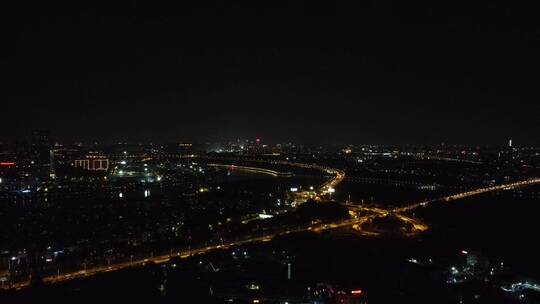 广东省广州市市中心城市夜景航拍