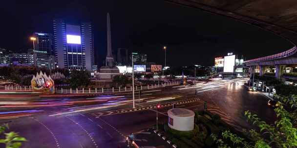 4k泰国首都曼谷城市交通夜景延时视频素材