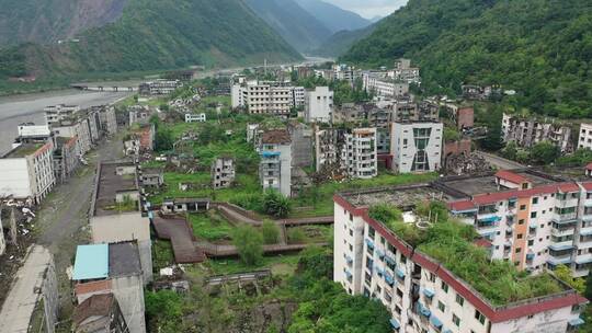 四川汶川512地震北川县城遗址航拍