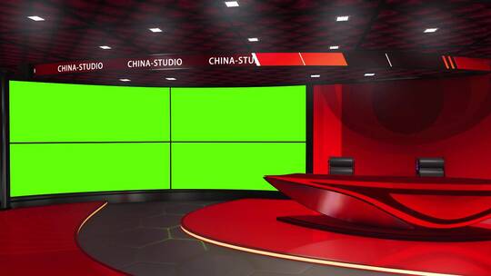 3D虚拟直播间新闻演播室三维主持人解说场景