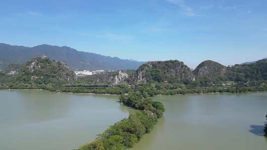 航拍广东肇庆七星岩景区