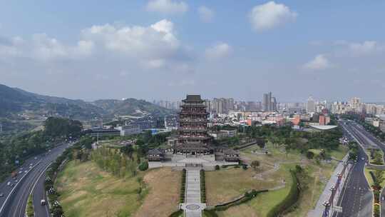 四川宜宾宜宾东楼地标建筑航拍