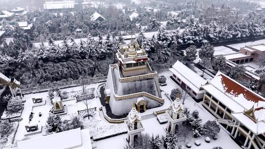 航拍洛阳白马寺雪景