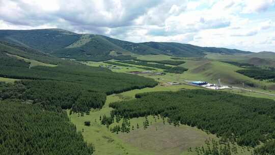 航拍草原天路风景 坝上草原 草原道路