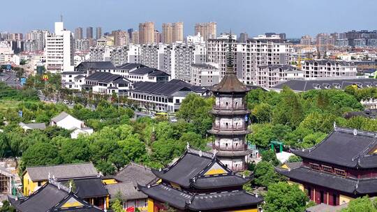 航拍浙江嘉兴平湖 报本寺