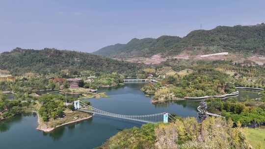 四川达州莲花湖湿地公园航拍