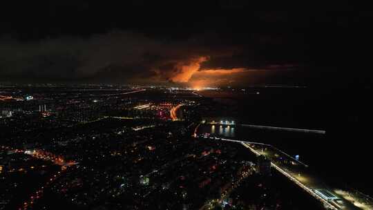 上海金山石化工厂夜景航拍