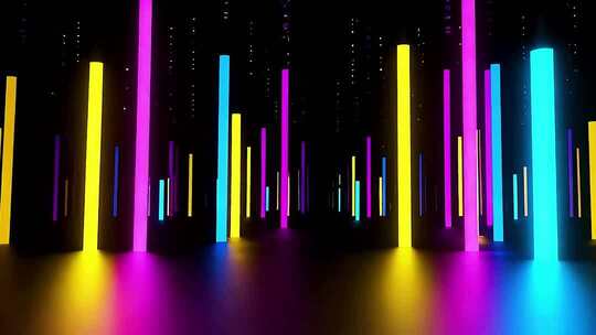 4k绚丽霓虹光柱霓虹穿梭背景合集
