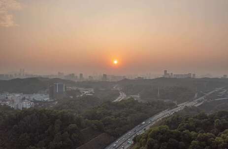 高速路下的日落延时