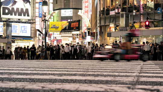 4K日本东京涉谷街头人流延时摄影