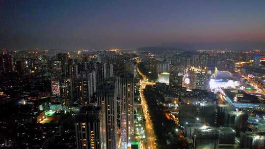 航拍福州城市夜景