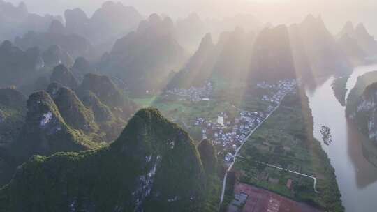 桂林漓江山水风光航拍