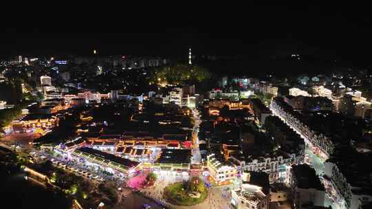 福建泰宁古城夜景灯光航拍