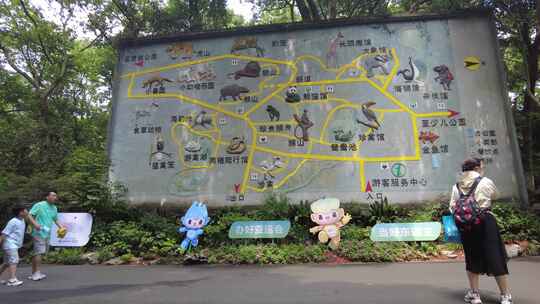 杭州动物园门口游客参观游玩视频素材模板下载