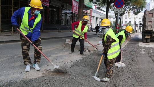 工程施工道路修路铺油视频素材模板下载