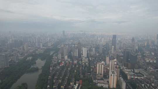 航拍雨后安徽合肥城市风光