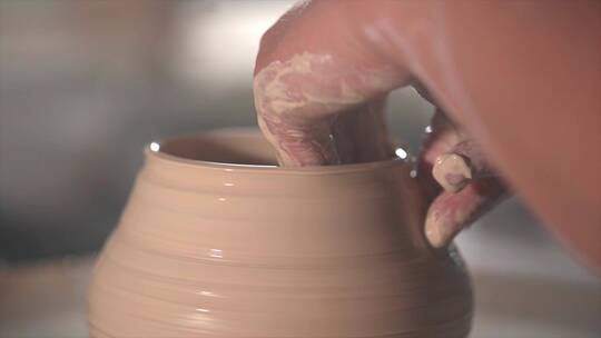 手艺陶瓷制作拉坯特写升格唯美画面视频合集视频素材模板下载