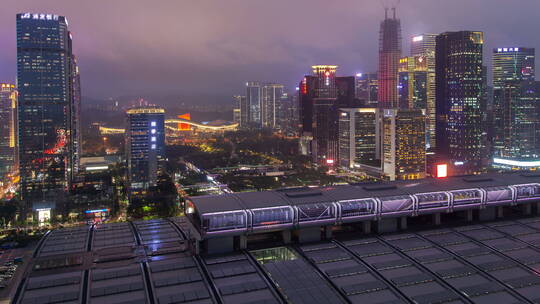 深圳中央商务区夜景平移视频素材模板下载