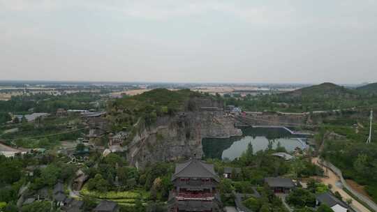 航拍河南商丘芒砀山旅游区夫子山景区