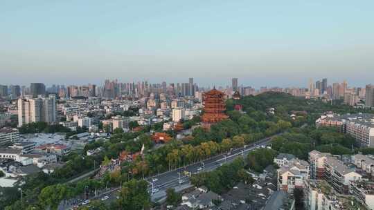 武汉地标黄鹤楼航拍城市景观建筑风光风景