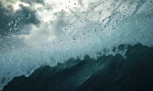 海浪淹没扑打镜头震撼场景