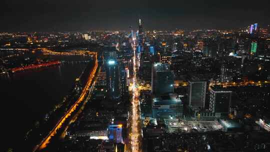 南京城市中轴线夜景风光航拍