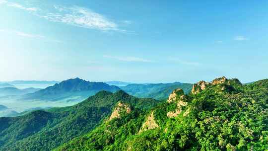 航拍辽宁千山绿色山林植被