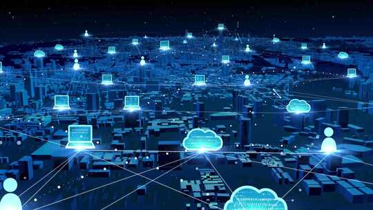 数字城市 虚拟城市互联 科技网络数据云视频素材模板下载