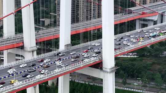 重庆晚高峰桥梁堵车航拍