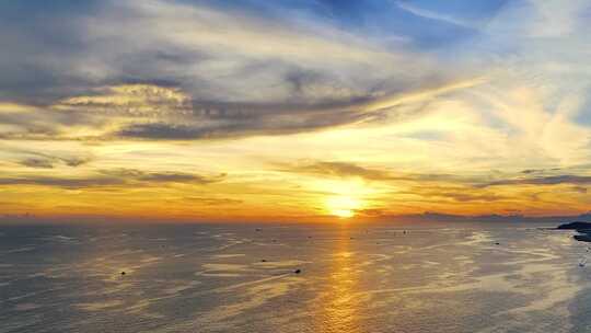 北海晚霞海上日落