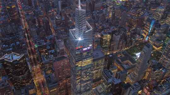 纽约曼哈顿范德比尔特一号摩天大楼夜景灯光