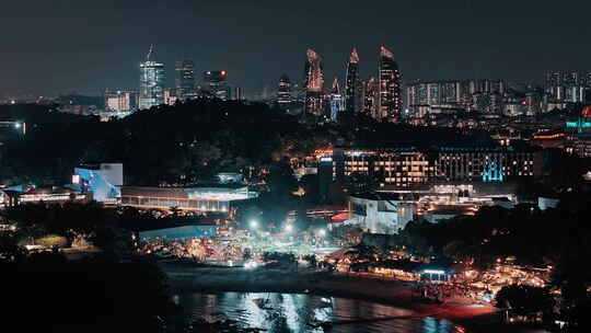 新加坡圣淘沙岛夜景航拍