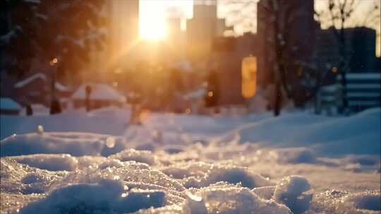 冬天冬季雪景冰晶雪花特写大雪下雪天冬至冰