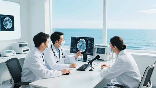 医生办公室探讨医学影像素材
