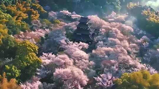 江苏省无锡鼋头渚樱花航拍太湖风景区国家湿