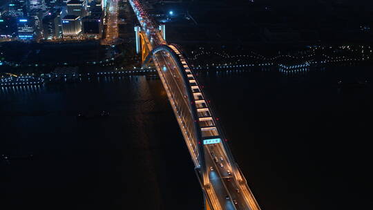 4K航拍上海徐浦大桥夜景车流