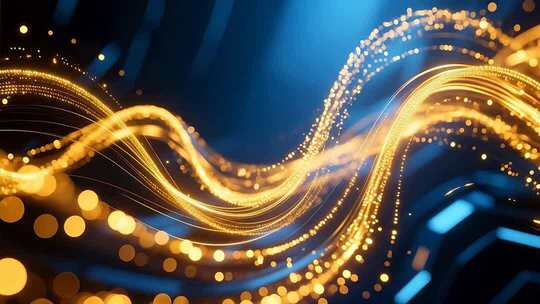 金色粒子光线流动舞台背景素材科技质感4K