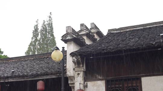 绍兴书圣故里江南水乡雨景