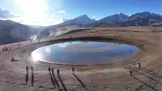 航拍川西美景，格聂南线，格聂之眼，高原