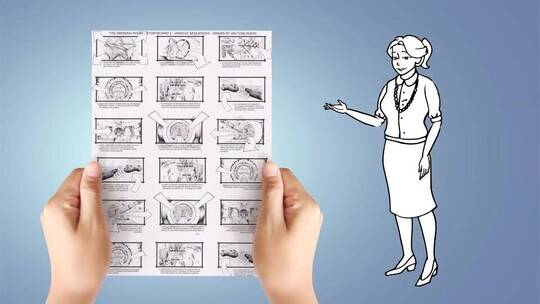 创意亚洲女商人涂鸦动画讲解视频AE模板