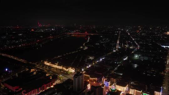 航拍东莞地标东江大桥夜景