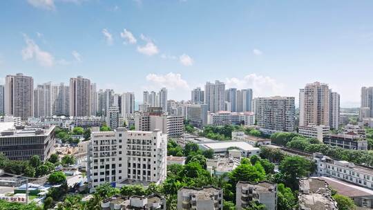 海南三亚天涯区三亚河市中心航拍