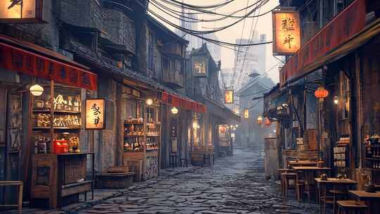 古街韵味传统现代时光隧道历史街道文化传承