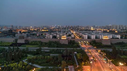 山西 大同古城 日落 黄昏 日转夜 夜景