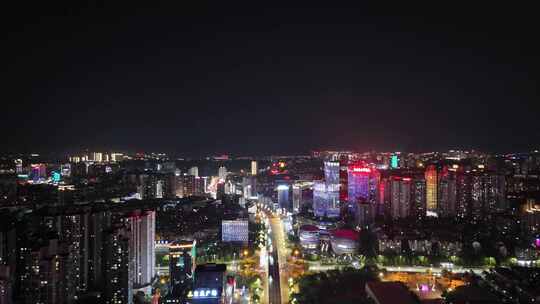 航拍四川泸州夜景泸州蜀泸大道夜景