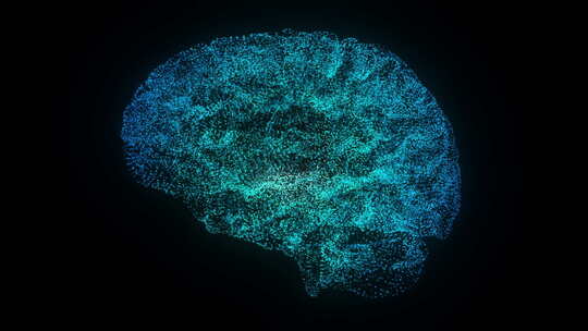 具有全息图效果的3D大脑代表人工智能或机