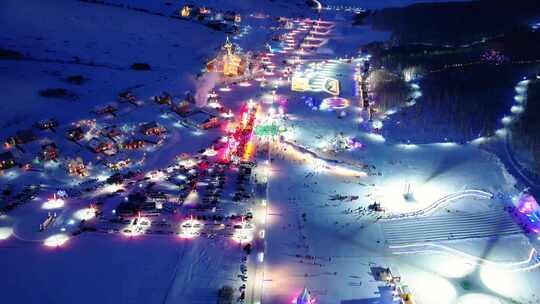 冰雪欢乐谷灯光夜景延时