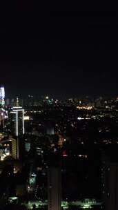 竖版航拍山东济南城市夜景老城区夜景