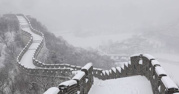 北京黄花城长城雪景4K拍摄