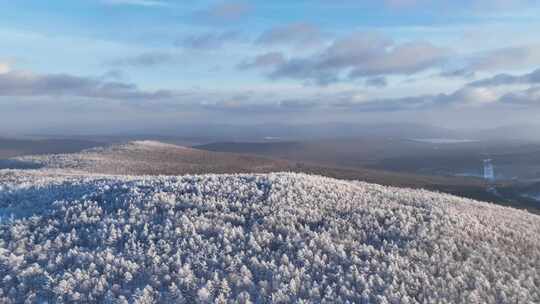 山林雪景俯瞰，银装素裹的冰雪世界